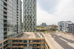a view of a city with tall buildings at Corner 2 Bedroom 2 Bathroom Condo Balcony Iceboat Terrace Downtown Toronto in Toronto