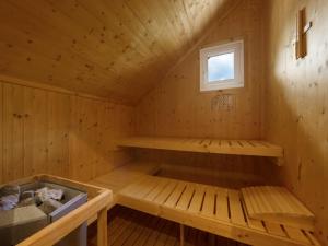 ホーエンタウアーンにあるChalet in Hohentauern near Ski Liftのベンチ付きのサウナ、窓