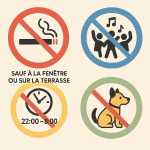 a set of prohibitory signs with a dog at Évasion chic à Aucamville - Parking Privé - CLIM in Aucamville