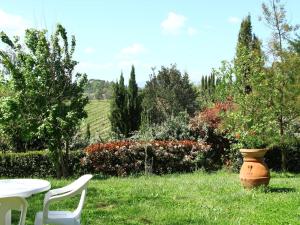 a large vase sitting in the grass next to a table at Rustic Farmhouse Living Vinci s Treasures in Vinci