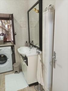 a bathroom with a sink and a washing machine at Casa Vacanze Nausicaa in Tiriolo