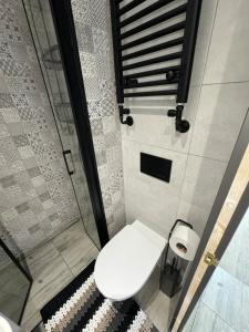 un bagno con wc e doccia in vetro di Hills View a Portsmouth Altre 20 foto