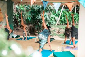 a group of people doing yoga in a yoga class at Kalukanda House in Weligama