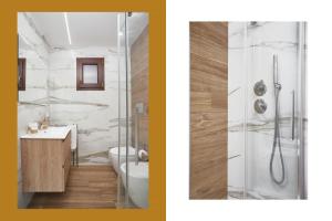 a bathroom with a shower and a sink at Country House With Pool Among Noto Citrus Groves in Noto +25 photos
