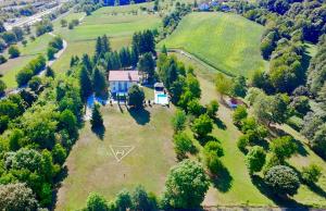 an aerial view of a house on a hill at Karavla Private Villa in Šentilj