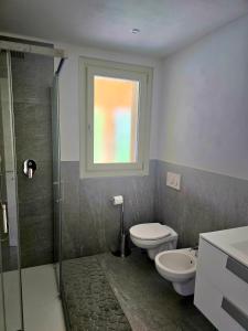 a bathroom with a shower and a toilet and a window at Le 2 valli in Moltrasio +12 photos