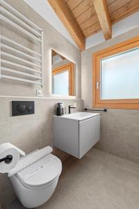 a bathroom with a white toilet and a sink at Abitaziun Stauffacherin 3 - Pontresina in Pontresina