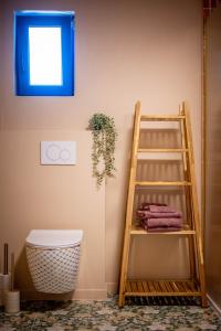 a bathroom with a ladder next to a toilet at NEW - Dicht bij de zee en Brugge in De Haan +33 photos