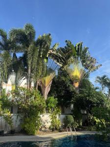 a resort with a swimming pool and palm trees at Meadows in Nong Prue