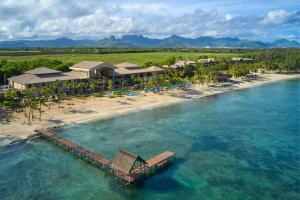 an aerial view of a resort on a beach at Le Meridien Ile Maurice in Pointe aux Piments