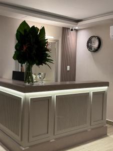 a vase of flowers on a counter in a room at Caonabo35 Santo Domingo 208 in Santo Domingo