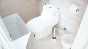 リヤドにあるنايا هومز الوزارات Naya home,sのトイレと洗面台を備えた白いバスルーム