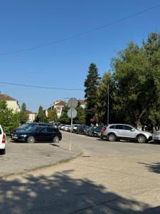 a bunch of cars parked in a parking lot at Apartament Benicarlo1 in Brad
