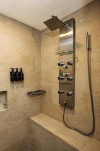 bagno con doccia e soffione di Oceanfront Luxury -4-King Suites Dive Pick Ups-Walk to Dining & Shops a Cozumel
