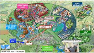 a map of the amusement park at a park at Appartement idéal famille - Disneyland à 5 min in Montévrain