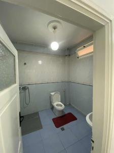 a small bathroom with a toilet and a sink at Dany house in 'Aïn el Turk