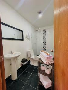 a bathroom with a toilet and a sink at Apartamento Privado en Jardin, Programación de Tours y Mas in Jardin