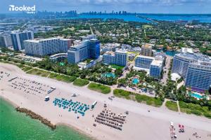 an aerial view of a beach and buildings at BEACH VIBES in Miami Beach