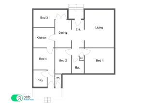 un plano de una casa en The Fitz - Family Getaway, Short Distance to CBD, en Dubbo