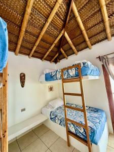 a room with a bunk bed and a ladder at Waltako Beach Culture in Canoas De Punta Sal +146 photos