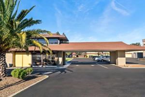 a building with a palm tree in a parking lot at Americas Best Value Inn Vacaville in Vacaville