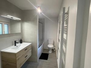 a bathroom with a white sink and a toilet at Chez Elo in Tours