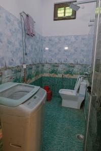 a bathroom with a sink and a toilet in it at Meri Chhat Homestay in Jāmb