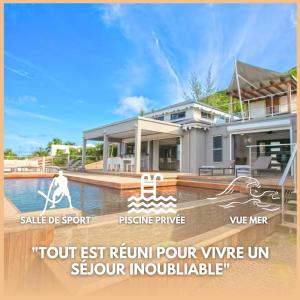 a picture of a house with a swimming pool at Villa Zabrico - Villa de Prestige - Vue Mer & Lagon 180 - Idéal Groupe x14 - Vacances & Team Building - Salle de Sport - Piscine Privée - Climatisation - Jardin - Terrasse - Barbecue - Pétanque - 10min Plages - Service PREMIUM in Cul de Sac