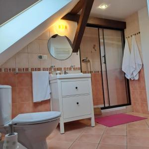 ein Badezimmer mit Toilette und Waschbecken in der Unterkunft Apartament nr 11 in Karpacz