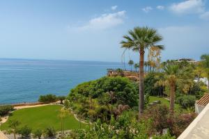 a view of the ocean from the balcony of a resort at Apartamentos Balcon de Carabeo in Nerja