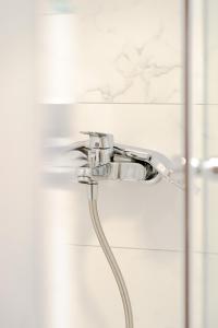 a shower with a shower head in a bathroom at Comfort Apartment Skopje in Skopje +24 photos