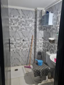a bathroom with a shower with a toilet and a sink at VIP Charme Fès in Fez
