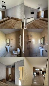 un collage di quattro foto di un bagno di Mountain Cottage In Bakuriani a Bakuriani