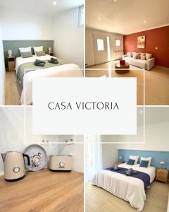a collage of photos of a hotel room with two beds at Casa Victoria in Ruelle-sur-Touvre