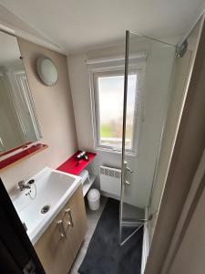 Ένα μπάνιο στο Mobil-Home à Camiers Sainte Cécile