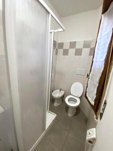 a bathroom with a toilet and a shower at Casa Del Saliceto 2 in Caorso