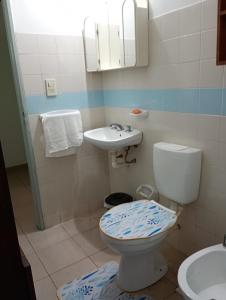 a bathroom with a toilet and a sink at Finca las Azaleas in Posadas