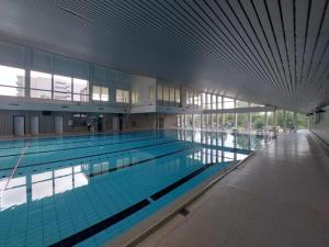a large swimming pool in a large building at Panoramic B03-1 in Sierksdorf