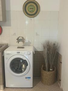 eine Waschmaschine und einen Trockner in einer Küche mit in der Unterkunft Appartamento fronte spiaggia in Bari Sardo + 12 Fotos