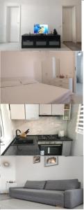 Dapur atau dapur kecil di Luxury Studio Free Parking Air Conditioning Espresso Modern Bright View Full Complet Utilat