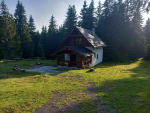 a small cabin in the middle of a field at Chata pod Kriváňom in Východná