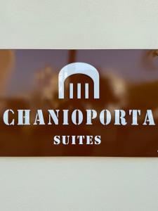a sign that says chandonato suites on a train at Chanioporta suites in Heraklio Town