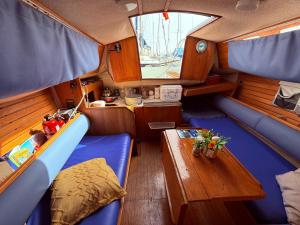 a view of the inside of a boat with a table at Lisboa Minuano Oriente in Lisbon