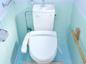 ein Badezimmer mit einem weißen WC in einem blauen Zimmer in der Unterkunft Homa Ishigakijima no Yado - Vacation STAY 80173 in Ishigaki-jima