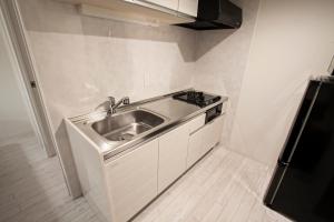 a small kitchen with a sink and a stove at Premiere N21 / Vacation STAY 7452 in Sapporo +35 photos