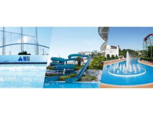 un collage di tre foto di un parco acquatico di Sadie's Home / Vacation STAY 7575 a Kawasaki