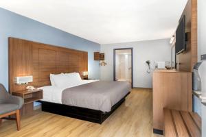 a hotel room with a bed and a television at Quality Inn Madison - Huntsville in Madison