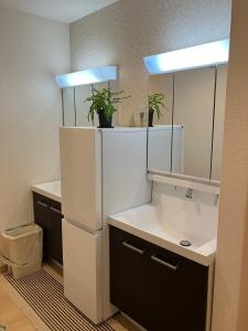 ein Badezimmer mit Waschbecken und Spiegel in der Unterkunft Nishikujo 1-16-18 - Vacation STAY 86170 in Osaka + 36 Fotos