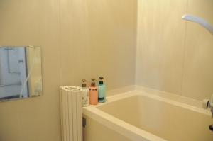 a bathroom with a bath tub and a mirror at Ark City Asahikawa - Vacation STAY 8523 in Asahikawa