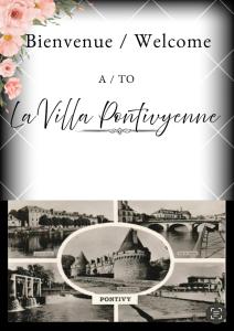 una foto in bianco e nero di una città con un'immagine di La villa Pontivyenne a Noyal-Pontivy
